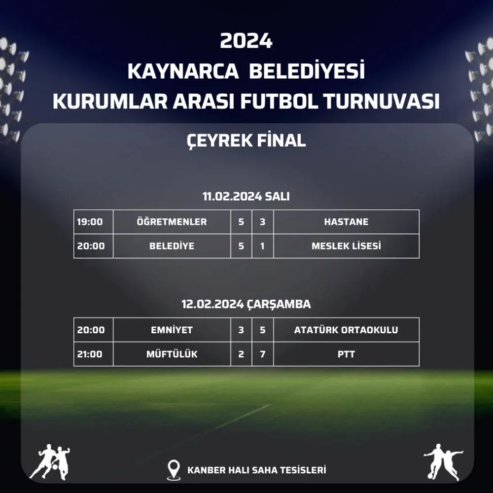 Kaynarca Belediyesi Kurumlar Arası Futbol Turnuvasında  4 Takım Yarı Finale Kaldı