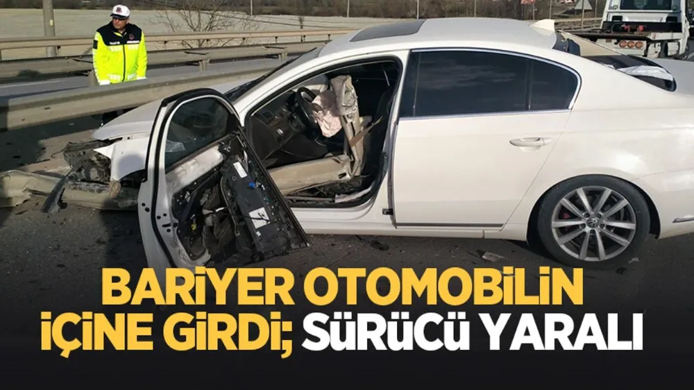 Kaynarca girişinde Bariyer otomobilin içine girdi