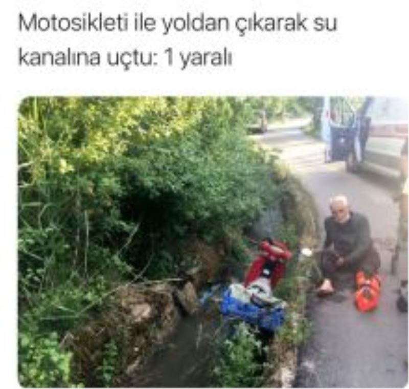 75 yaşındaki motosiklet sürücüsü su kanalına uçtu