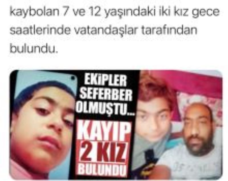 Kayıp iki Kız Bulundu