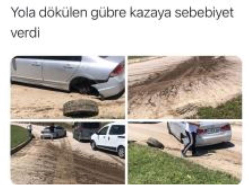 Kaynarca`da Yola Dökülen Gübre Kaza Yaptırdı